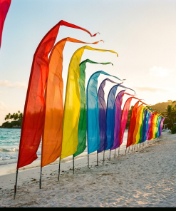 Wind Resistant Outdoor Beach Feather Flag Custom Full Set Base & Pole